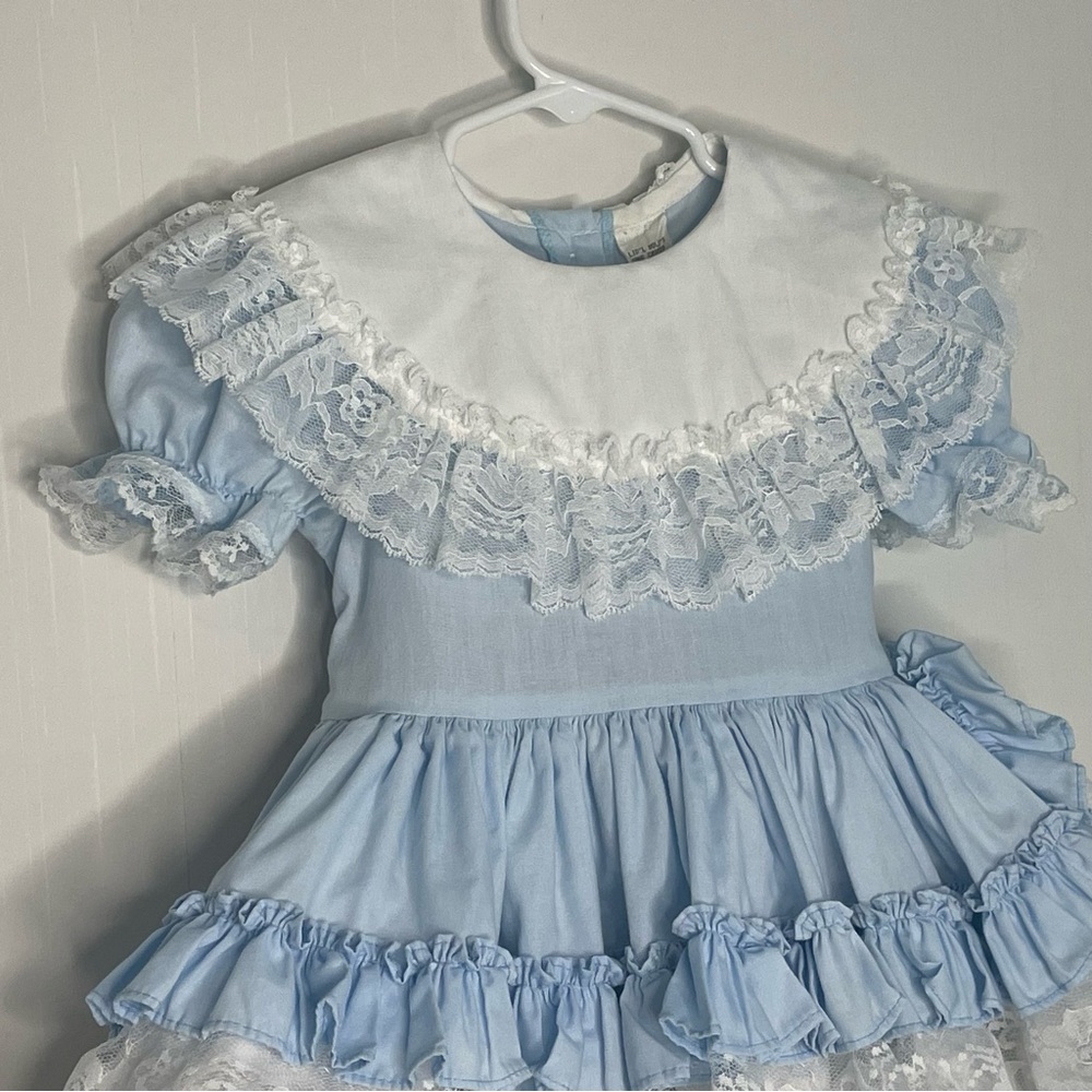 Lid'l Dolly's Ruffle Dress Full Circle Baby Blue Lace
Floral VTG Pageant Size 2T - Picture 2 of 16
